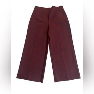ZARA Women’s Wide Leg Pants Burgundy Maroon High Waist Trousers Size L